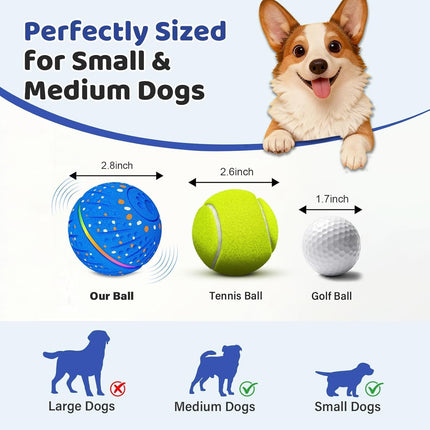 Interactive Dog Toys Dog Ball – 3 Play Modes Smart Moving Bouncing Dogs Ball, E-TPU with RGB Lights, Automatic Rolling Dog Toy for Small Medium Dogs to Keep Them Busy and Boredom Relief (Blue)