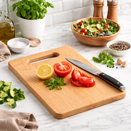 Handcrafted Maple Wood Cutting Board with Built-In Handle – Premium U.S.A. Made, Multiple Sizes – Thick Solid Maple, Chopping Block Perfect for Kitchen Prep or Personalized Engraved Gifts (Medium)