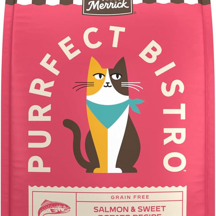 Merrick Purrfect Bistro Grain Free Salmon and Sweet Potato Recipe Natural Dry Cat Food for Adult Cats, High Protein, Outdoor or Indoor Cat Food - 4 lb. Bag