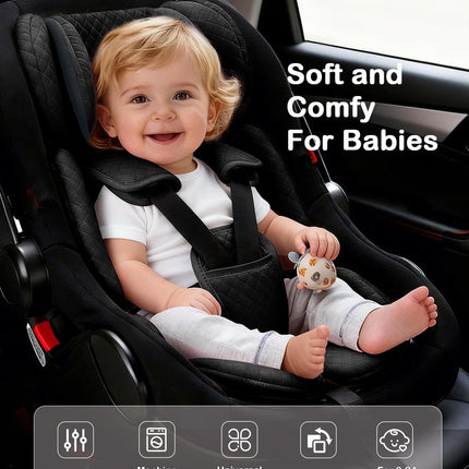 Infant Car Seat Insert Adjustable Head Support for Preemie Newborn Toddler, Reversible Baby Head Body Support Cushion for Carseats and Strollers Side Impact Protection - Black