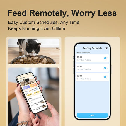 Automatic Cat Feeder with 2K Camera, 5G WiFi 6.5L Smart Pet Feeder for Cat & Small Dog, Automatic Dog Feeder with Night Vision, 2-Way Audio, Motion Detection, Feeding Schedule & App Control