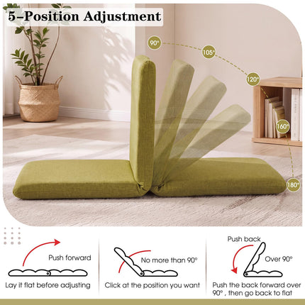 Floor Chair with Back Support 5 Position Adjustable,Pistachio Green,XL