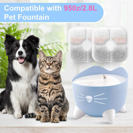 12-Pack Cat Water Fountain Filter Replacement Compatible with Catit Pixi – Triple Action Activated Carbon & Ion Exchange Resin, Soft Water System for Fresh & Clean Drinking