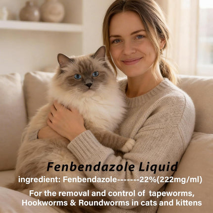 Dewormer for Cats - Fenbendazole for Tapeworms, Roundworms & Hookworms Broad Spectrum Dewormer