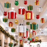44 Pcs Christmas Hanging Ceiling Decorations Ball and Gift Box Cutout