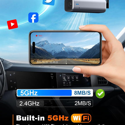 galphi 4K Dash Cam Front, Built-in 5G WiFi, 64GB Card Included, Dash Camera for Cars, Mini Dashcam with Super Night Vision, Loop Recording, G-Sensor, 24 Hours Parking Monitor, Support 256GB Max