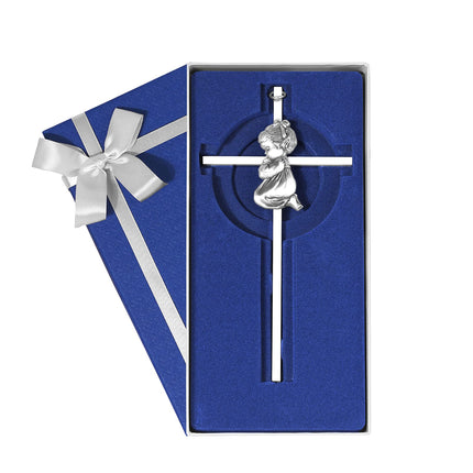 Baby Wall Cross Baptism Gifts for Boys, 7-inch Silver Blessing Boy Baptism Crosses for First Holy Communion Christening and Dedication Baptismal Gifts from Godparents