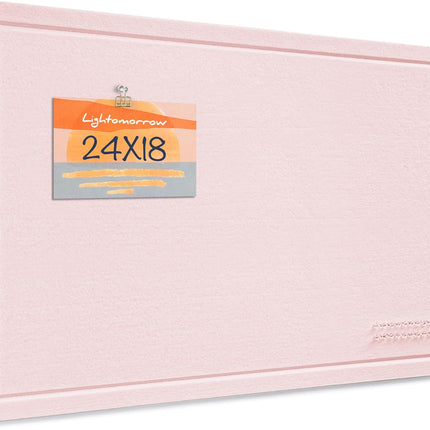 Lightomorrow Bulletin Board, 24 x 18 Inches Cork Board Alternative Decorative Felt Pin Board with Safe Removable Adhesives & 23 Push Pins for Home Office Classroom Walls-Pale Pink
