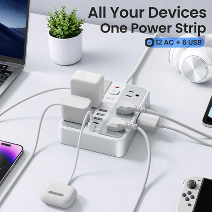 6 FT/ 2400J Surge Protector Power Strip, 12 Outlets, 6 USB (3 USB C) - photo 7