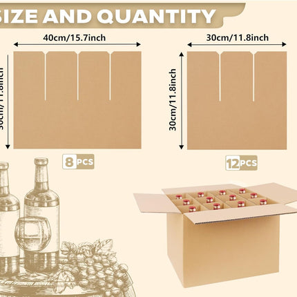 4 Sets Glass Dividers for Moving Boxes, 3x4 Grid Cardboard Dividers for 16x12x12 Inch Box, Corrugated Cardboard Packing Supplies for Wine Glasses & Fragile Glassware (Box Not Included)