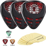 Guitar Picks Holder, with Picks Case 3 Pack, 10pcs Guitar Picks Contains Thin, Medium, Heavy Picks, 9pcs 3M Stickers, Suitable for Acoustic Guitar Electric Guitar Bass Ukulele Banjo