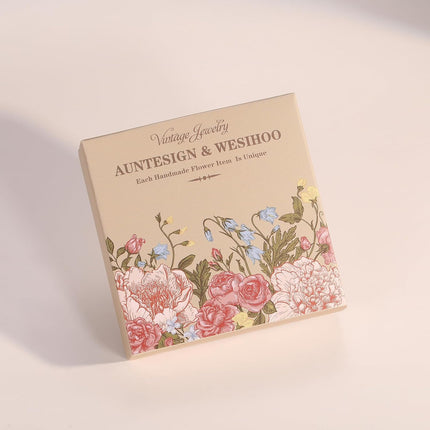 AUNTESIGN Forget-Me-Not and Queen Anne's Lace Pressed Wildflower Earrings | Pressed Flower Earrings | Handmade Drop and Dangle Earrings | Easter Gift for Woman
