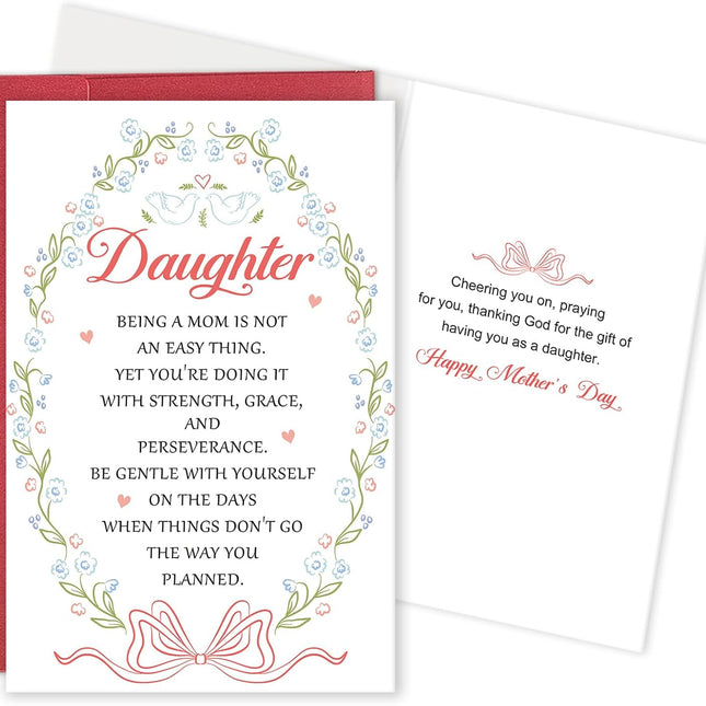 Floral Mother’s Day Card for Daughter Goddaughter, Religious Mothers Day Card from Parents, Daughter First Mother’s Day