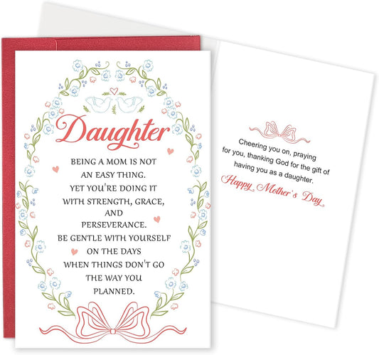 Floral Mother’s Day Card for Daughter Goddaughter, Religious Mothers Day Card from Parents, Daughter First Mother’s Day