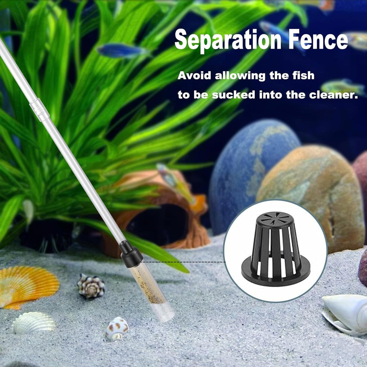 Small Aquarium Gravel Cleaner with 6 ft Hose for 3-8 Gallon Tanks - photo 4