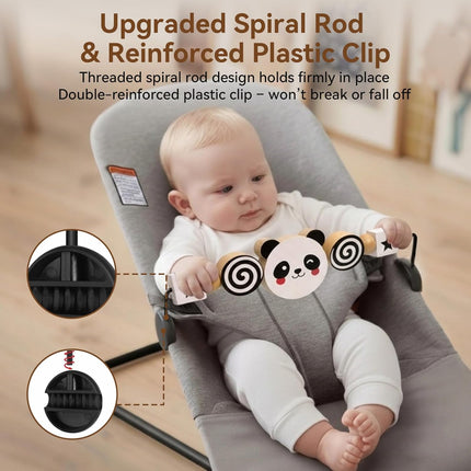 Baby Bouncer Toy Bar, Compatible with Baby Bjorn Bouncer Balance Soft & Bliss, Rotatable Wooden Toy Bar Attachment,Sensory Toy Gifts for Babies All Age (Black and White Style)