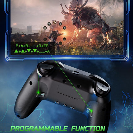 Switch Controllers Compatible with Switch/Lite/OLED/PC Windows, 1000mAh Programmable RGB Lightning LED, Wireless Pro Controller with One Key Pairing/Wake Up/Turbo/Vibration