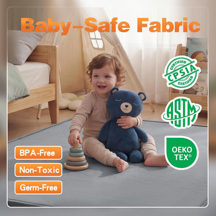 Ultra Soft Baby Play Mat for Floor, 50"x50" Playpen Mat, 1.3" Thick Memory Foam, Non-Slip Tummy Time Mat for Infants, Toddlers, and Kids – Water-Repellent Coral Velvet, Easy Care