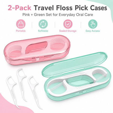 Dental Floss Picks Portable Dispenser, Travel Flossers Holder Case
