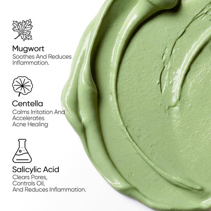 SKINTIFIC Mugwort Clay Stick Mask for Face, Redness Soothing & Breakout Control with Centella and Salicylic Acid, Gentle Exfoliating, Vegan Skincare, Wash-Off Facial Mud Mask