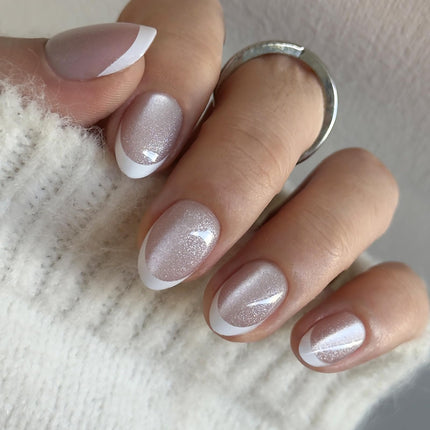 Extra Short Almond Press On Nails, Blush Veil Nude Pink, Soft Gel - photo 16