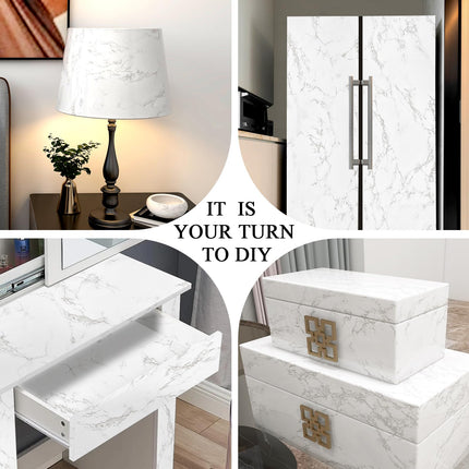 Glossy Marble Contact Paper White Peel and Stick for Countertop