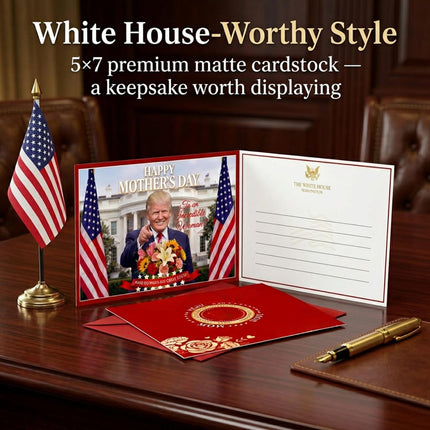 Mother's Day Talking Card, Make Mom Great Again Card Funny Mother's Day for Mom, Wife, Grandma with Red Envelope, Premium 5x7 White House Style Stationery (1 PC)