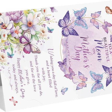 Mother's Day Card for Mom, Happy Mother's Day Mom Gift, Floral Butterfly Greeting Card for a Beautiful Mother