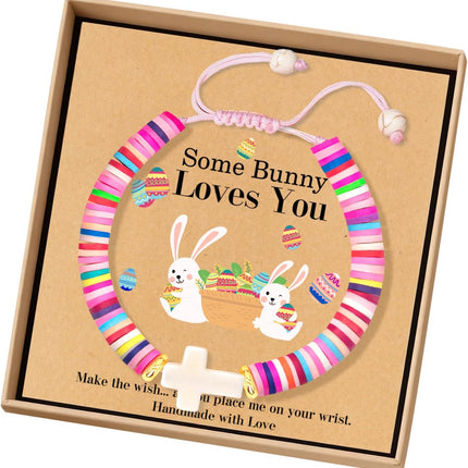 Handmade Gifts for Kids/Girls/Teens/Women-Cute Cross Bracelet First Communion Baptism Confirmation Graduation Gifts, Colorful Religious Bracelets Christian Jewelry Jesus Faith Trendy Stuff