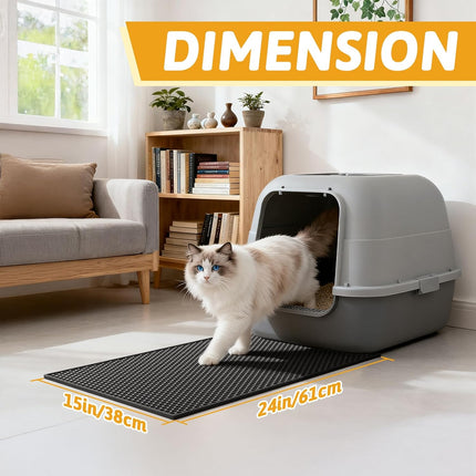 Pieviev Cat Litter Mat Double Layer Waterproof Urine Proof Trapping Mat 1 Pack (Black, 24x15 Inch (Pack of 1))