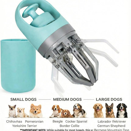 Dog Pooper Scooper with Waste Bag Rolls, Portable No-Touch Dog Waste Pickup Kit