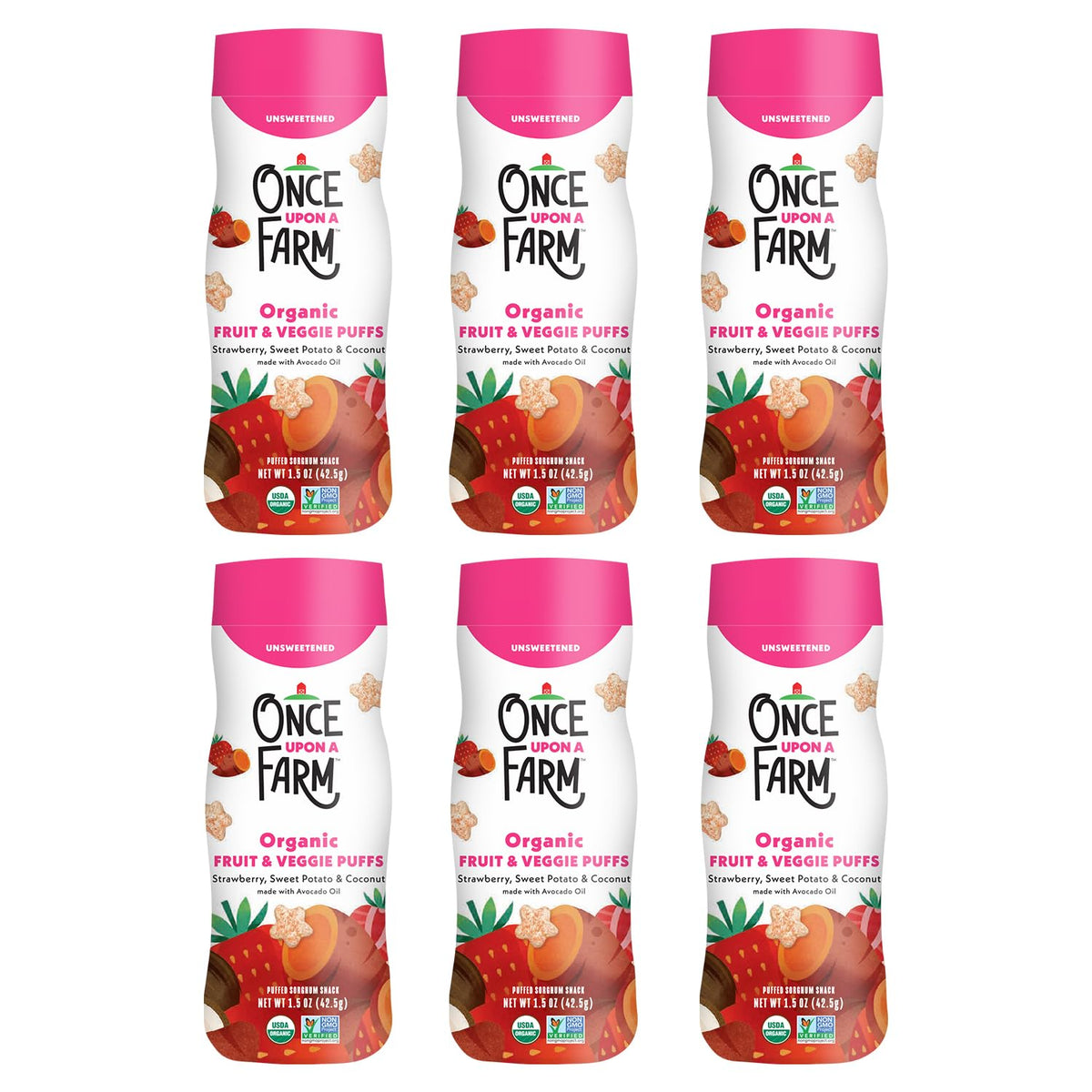 Strawberry, Coconut & Sweet Potato Puffed Sorghum Snack, 1.5 oz, Pack of 6