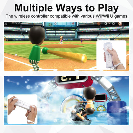 ADHJIE Wii Remote Controller, 2 Packs Wireless Controller Compatible with Wii/Wii U with Wrist Strap & Silicone Case, White