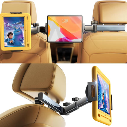 LISEN for iPad Holder Car Road Trip Travel Essentials Activities for Toddler Kids Gifts, Car Accessories for Women Interior Men Truck 3in1 Tablet Holder Back Seat Car Camping Headrest Organizer