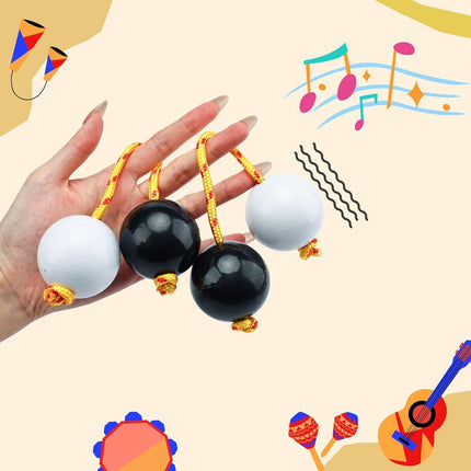 Authentic Aslatuas Traditional African Rhythm Shakers Ball, Handcrafted Kashaka Percussion Instrument for Music Lovers, Unique Artistic Design Kashaka Style Shaker(Black&White)