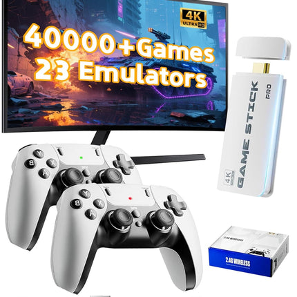 2026 Upgraded Retro Gaming Console Stick, Video Games Stick Built-in 23 Emulators Console Projector, 40000+ Game System with 4K HDMI, Plug and Play TV Video Game Stick with Controllers (Red Green)