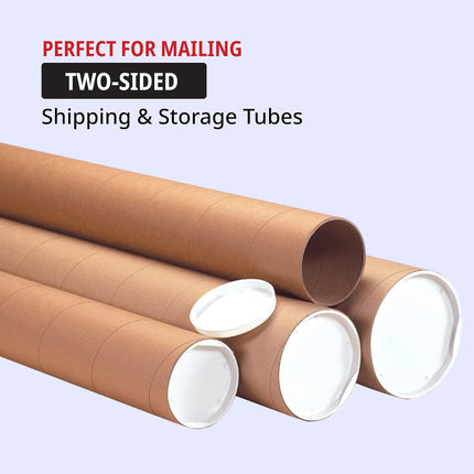 TAPE LOGIC Cardboard Tubes with Caps, 20"L x 3"W x 3"H, Pack of 24 | Poster Tube for Mailing and Storage of Blueprints, Artwork, Crafts, Long Art Holder, 20 inches