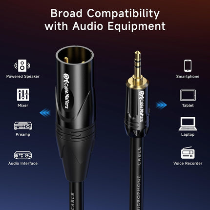 Cable Matters 3.5mm to XLR Cable - 3ft, Male to Male XLR to 1/8 Inch Cable, Compatible with iPod, MP3 Player, Laptop, Voice Recorder, and More, Black – Not for Microphone Use