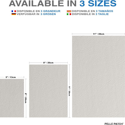 Pelle Patch - Leather Repair Kit for Couches - 25 Colors Available - Original 8x11 - Grey