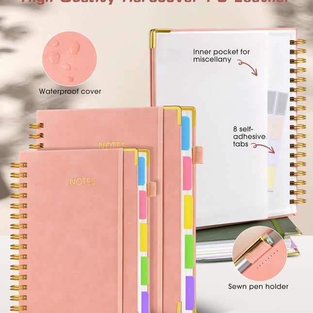 Hardcover Spiral Notebook journal with Removable Dividers Tabs