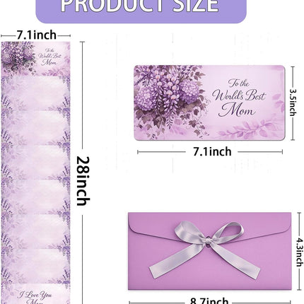 Mothers Day Money Envelope for Cash Gifts,7.1X3.5inch Mom Birthday Card with Butterfly Envelope, Money Holder with 6 Slots, Writable Back with Surprise Gift Idea for Mom (Purple Lavender)