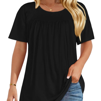 Womens T Shirts Short Sleeve Tops Casual Summer Flowy Scooped Neck Blouses