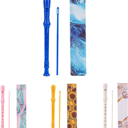 Recorder Instrument for Beginner Adults,8-Hole Soprano Descant Recorder Music Flute with with Cleaning Rod & Leather Case For Home Entertainment(2-Blue Quicksand)