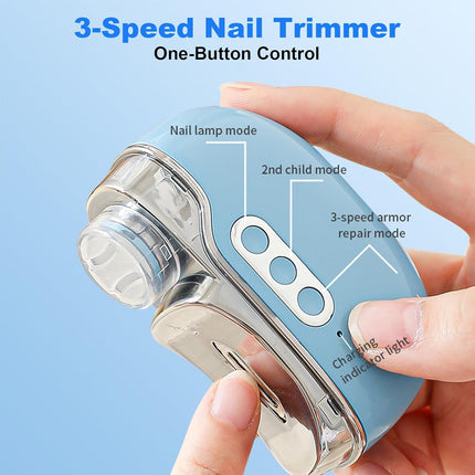 Electric Nail Clipper, 3 Speed Electric Nail Clippers for Seniors & Adults, Baby Electric Nail Trimmer with Light & Clip Storage, USB Electric Automatic Nail Clipper for Fingernail (Blue)