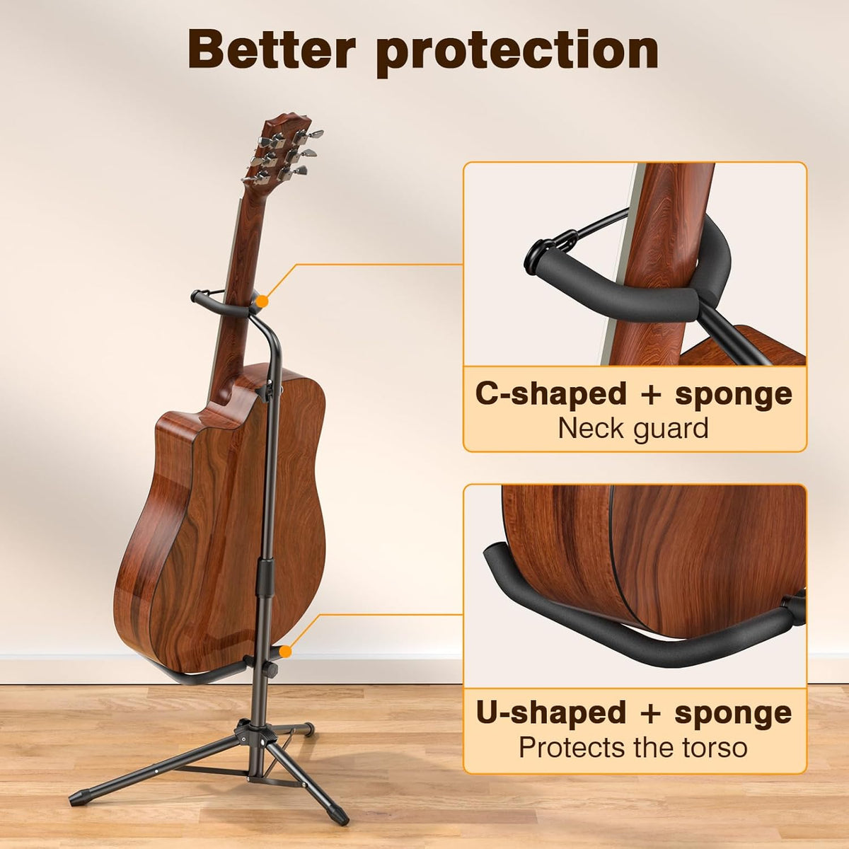Guitar Stand, Height Adjustable Foldable Guitar Stand with Secure - photo 4