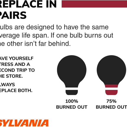 SYLVANIA - 7443 Long Life Miniature - Bulb, Ideal for Daytime Running Lights (DRL) and Back-Up/Reverse Lights (Contains 2 Bulbs)