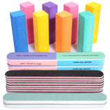 Limás y pulidores de uñas, kit de limas de uñas de 20PCS. Bloque pulidor rectangular y lima de uñas de 7 lados de 100/180 Grit y pulidor. Kit de preparación de uñas. Herramientas de manicura