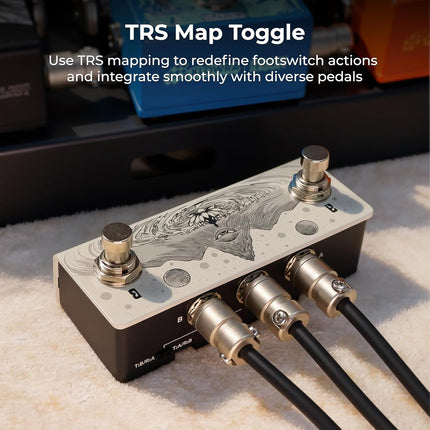 Animus Dual Momentary Footswitch Controller for Guitar Pedals, 1×TRS&2×TS Outputs to Control Up to 3 Pedals, Passive TRS A/B Mapping Switch, Includes TRS Cable(Animus Khaki)