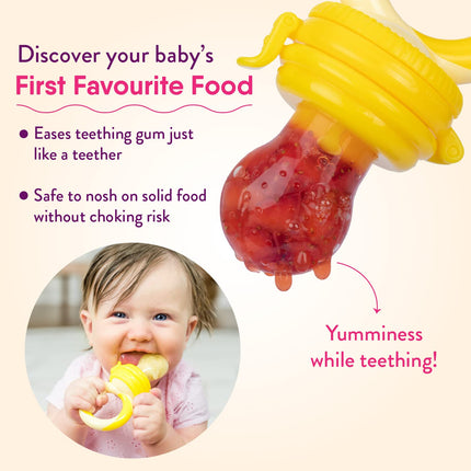 Baby Food Feeder/Fruit Feeder Pacifier Nibbler (2 Pack) - Infant Teething Toy Teether Weaning in Appetizing Colors | + Additional Silicone Sacs