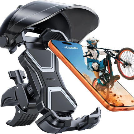 JOYROOM Bike Phone Holder Mount [Avoid Glare][Full Silicone Protection] Phone Mount for Scooter Ebike Bicycle Handlebar Cell Phone Clamp for iPhone 17 16 15 Pro Max S26, More 4.7-7" Phones
